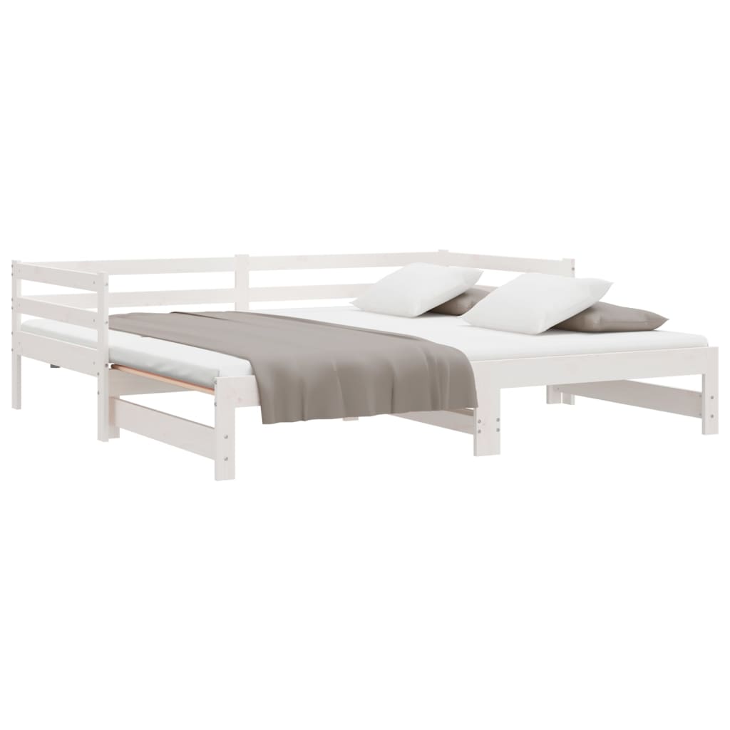 Divano Letto con Letto Estraibile Bianco 90x190cm Massello Pino 840136