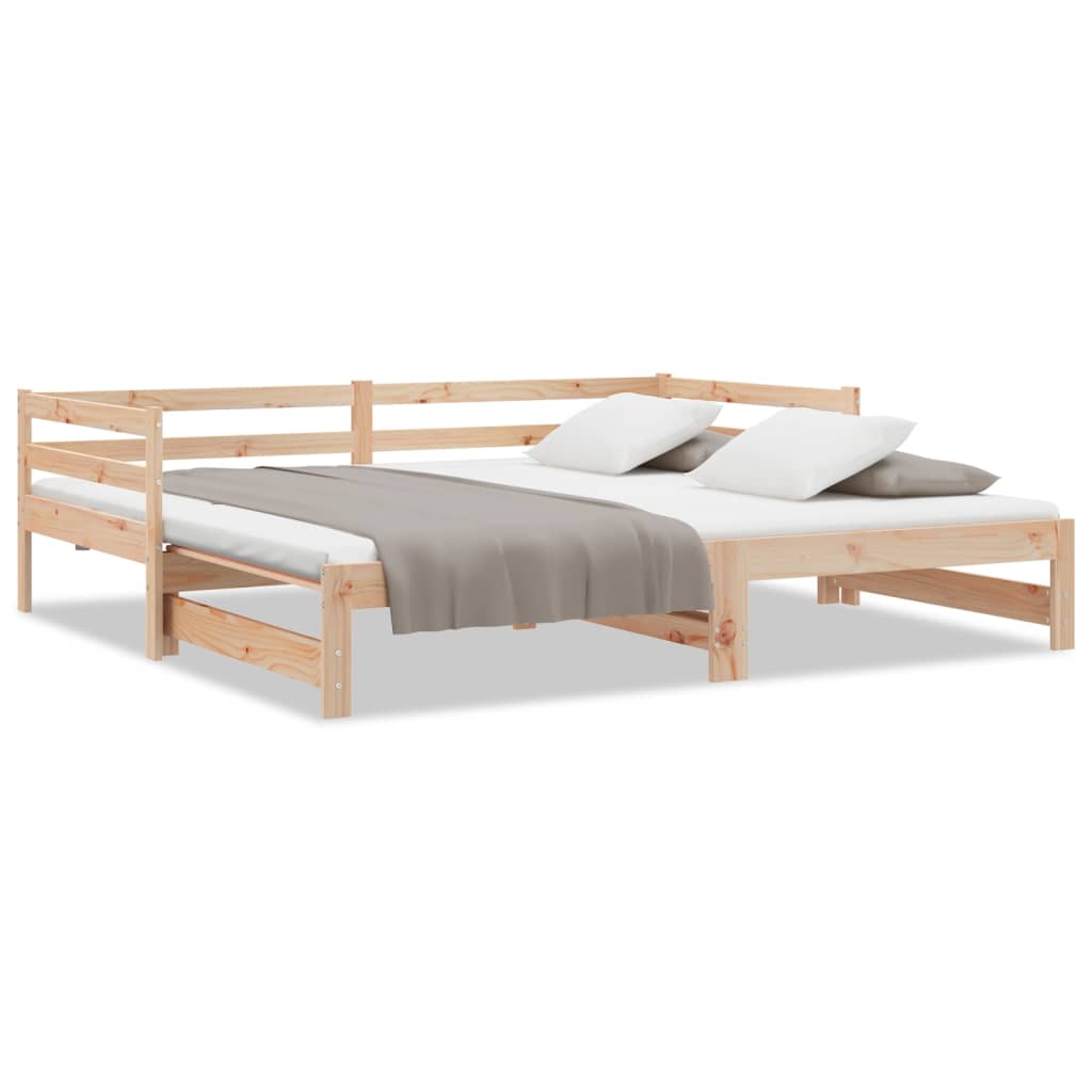 Divano Letto con Letto Estraibile 90x200cm Legno Massello Pino 840141