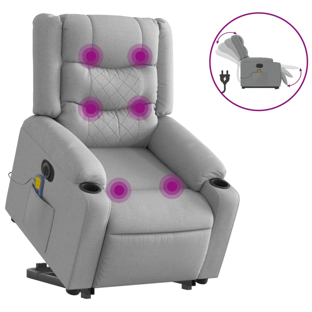Poltrona Alzapersona Massaggi Elettrica Grigio Chiaro Tessuto 3206582