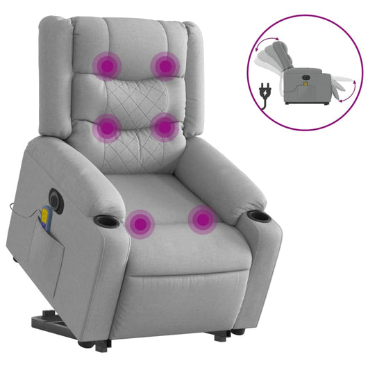 Poltrona Alzapersona Massaggi Elettrica Grigio Chiaro Tessuto 3206582