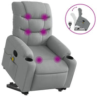 Poltrona Alzapersona Massaggi Reclinabile Grigio Chiaro Tessuto 3206654