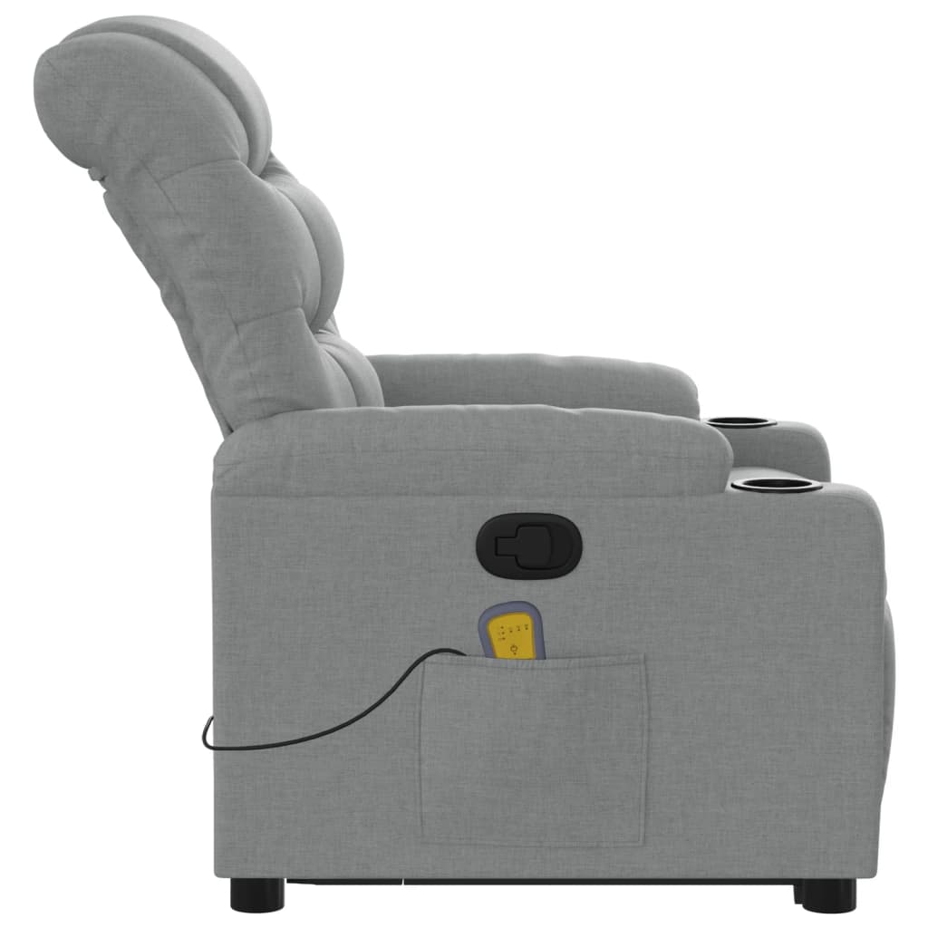 Poltrona Alzapersona Massaggi Reclinabile Grigio Chiaro Tessuto 3206654