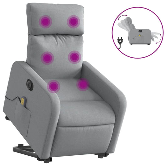 Poltrona Alzapersona Massaggi Elettrica Grigio Chiaro Tessuto 3206726