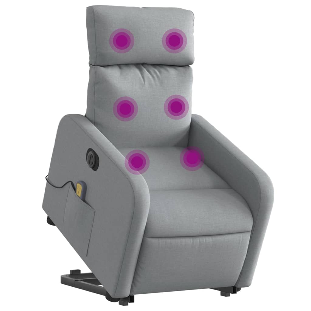 Poltrona Alzapersona Massaggi Elettrica Grigio Chiaro Tessuto 3206726