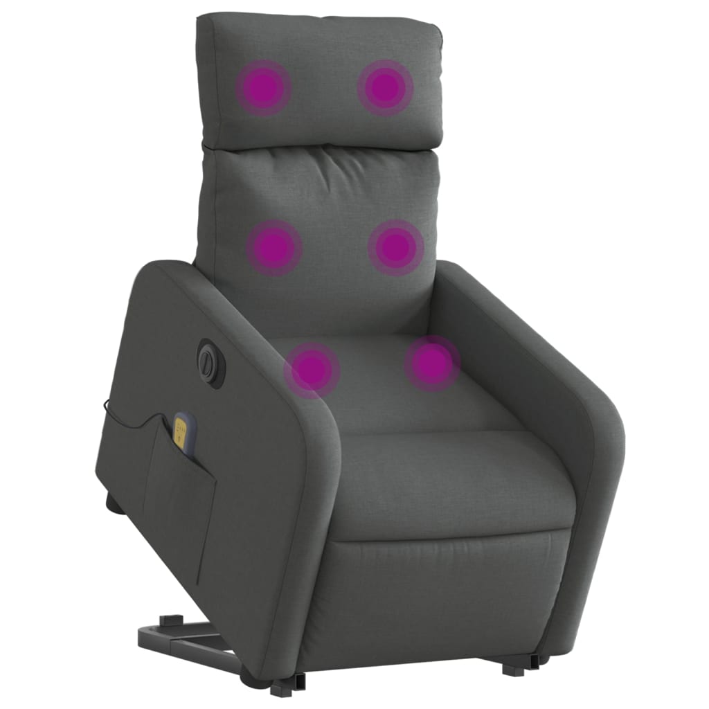 Poltrona Alzapersona Massaggi Elettrica Grigio Scuro Tessuto 3206727