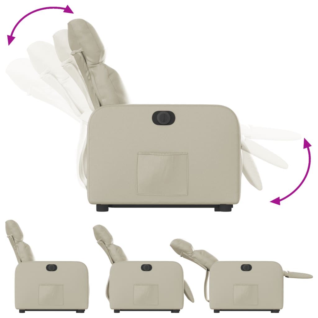 Poltrona Alzapersona Reclinabile Crema in Similpelle 3206764