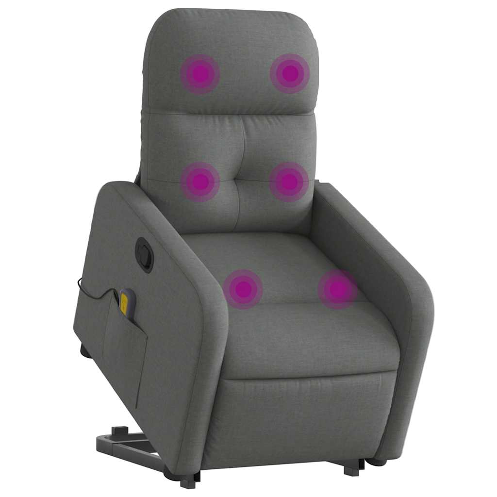 Poltrona Alzapersona Massaggi Reclinabile Grigio Scuro Tessutocod mxl 85022