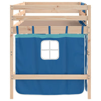 Letto a Soppalco con Tende Bambini Blu 80x200 cm Massello Pino 3206956