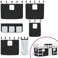 Letto a Soppalco con Tende Bambini Bianco e Nero 90x200 cm Pino 3206967