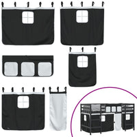 vidaXL Letto a Soppalco con Tende Bambini Bianco e Nero 90x200 cm Pino