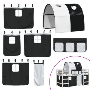 Letto a Soppalco con Tunnel Bambini Bianco e Nero 80x200cm Pino 3206985