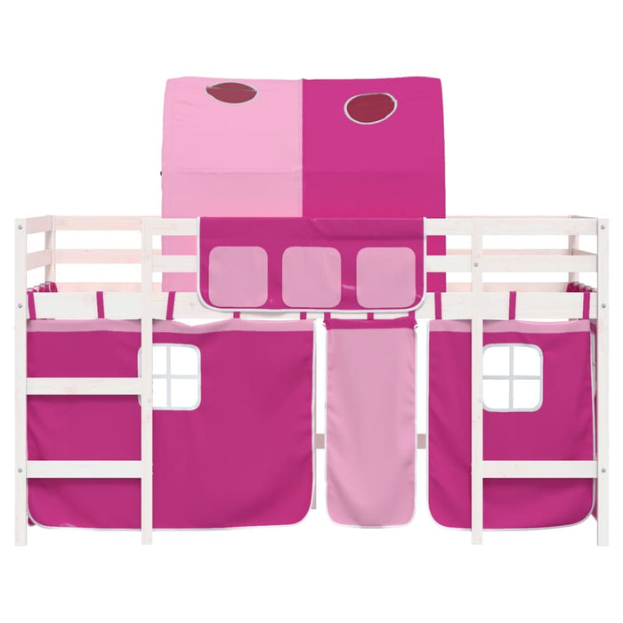 vidaXL Letto a Soppalco con Tunnel Bambini Rosa 80x200cm Massello Pino