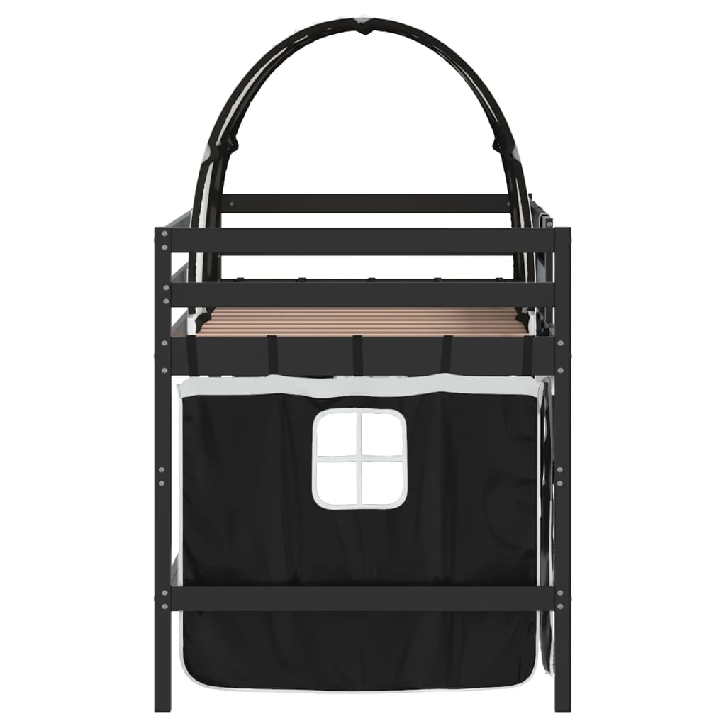 Letto a Soppalco con Tunnel Bambini Bianco e Nero 80x200cm Pino 3206988