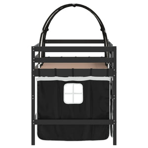 Letto a Soppalco con Tunnel Bambini Bianco e Nero 80x200cm Pino 3206988