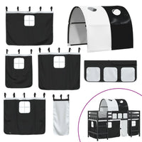 Letto a Soppalco con Tunnel Bambini Bianco e Nero 80x200cm Pino 3206988