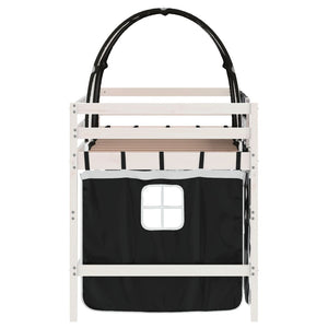 Letto a Soppalco con Tunnel Bambini Bianco e Nero 90x200cm Pino 3206994