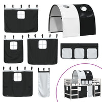 Letto a Soppalco con Tunnel Bambini Bianco e Nero 90x200cm Pino 3206994