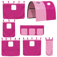 Letto a Soppalco con Tunnel Bambini Rosa 90x190cm Massello Pino 3207005