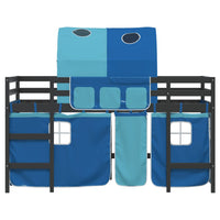 Letto a Soppalco con Tunnel Bambini Blu 90x190cm Massello Pino 3207007