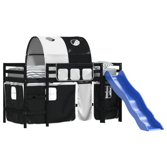 Letto a Soppalco con Tunnel Bambini Bianco e Nero 80x200cm Pinocod mxl 109165