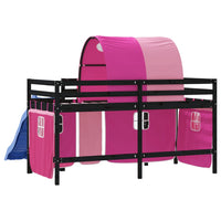 Letto a Soppalco con Tunnel Bambini Rosa 80x200cm Massello Pino