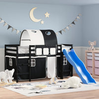 Letto a Soppalco con Tunnel Bambini Bianco e Nero 90x190cm Pinocod mxl 85205