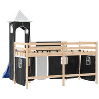 Letto a Soppalco con Torre Bambini Bianco e Nero 80x200cm Pino 3207063