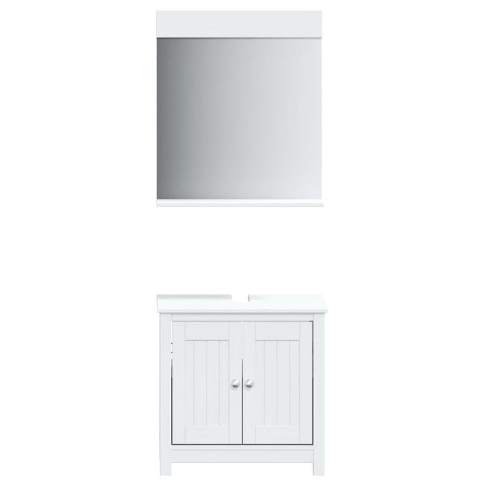 Set Mobili da Bagno 2 pz BERG Bianco in Legno Massello di Pino 3206492