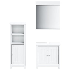 Set Mobili da Bagno 3 pz BERG Bianco in Legno Massello di Pino 3206496