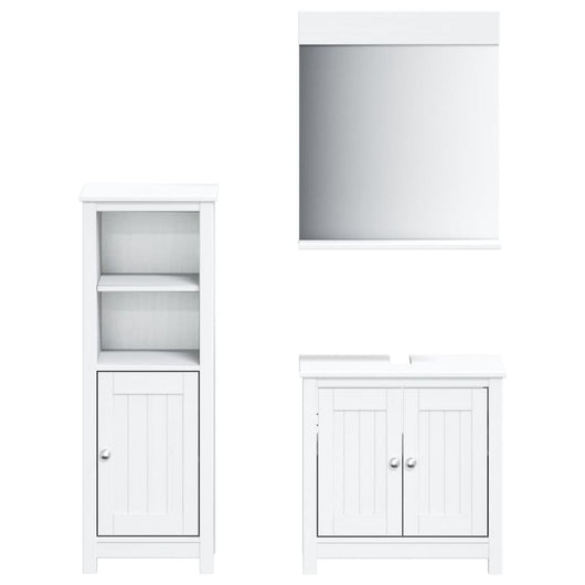 Set Mobili da Bagno 3 pz BERG Bianco in Legno Massello di Pino 3206496