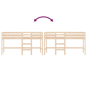 Letto Soppalco con Scala Bambini 80x200cm Massello Pino 835886