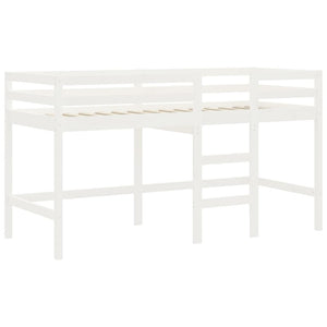 Letto Soppalco con Scala Bambini Bianco 80x200cm Massello Pino 835887