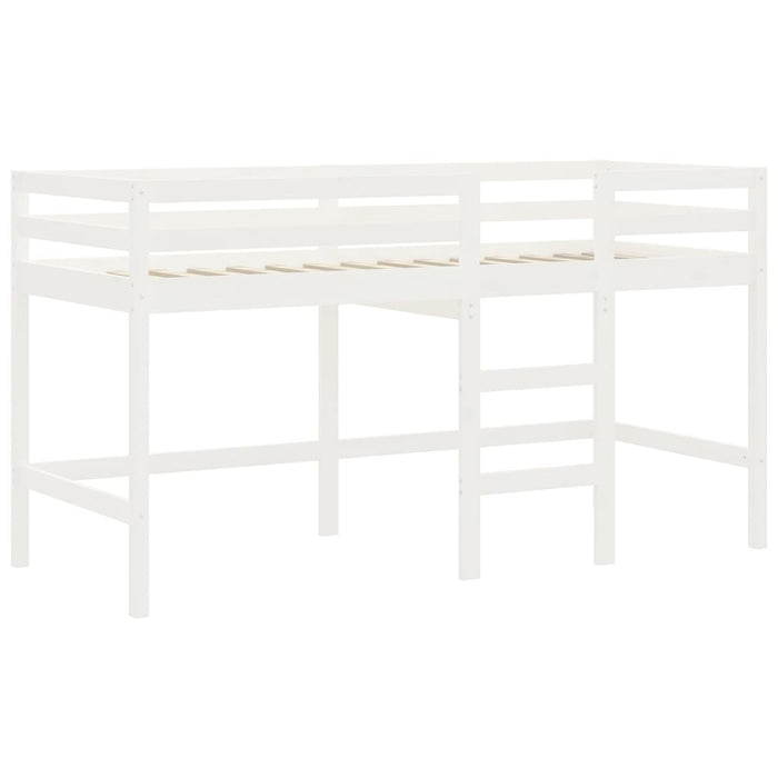 Letto Soppalco con Scala Bambini Bianco 80x200cm Massello Pino 835887