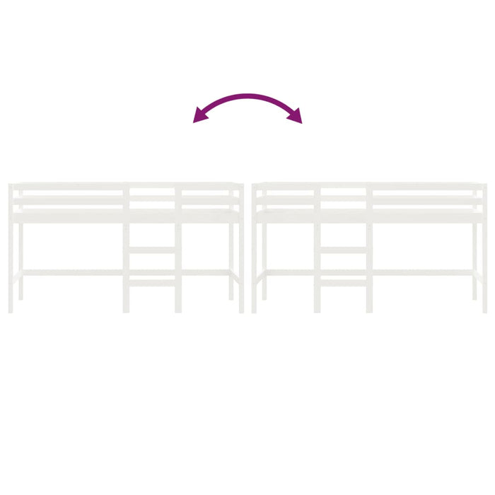 Letto Soppalco con Scala Bambini Bianco 80x200cm Massello Pino 835887