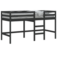 Letto Soppalco con Scala Bambini Nero 80x200cm Massello Pino 835888