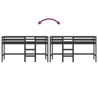 Letto Soppalco con Scala Bambini Nero 80x200cm Massello Pino