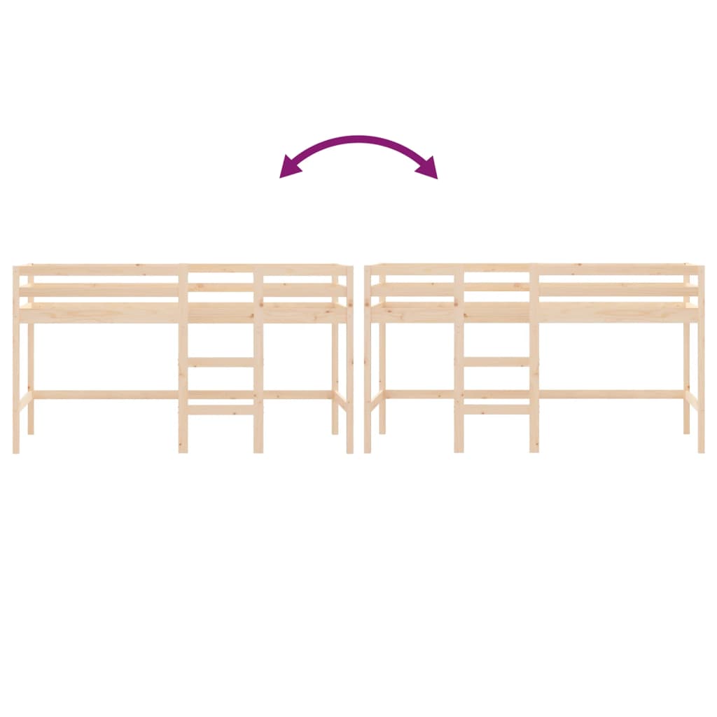 Letto Soppalco con Scala Bambini 90x200 cm Legno Massello Pino 835889