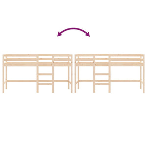 Letto Soppalco con Scala Bambini 90x200 cm Legno Massello Pino 835889