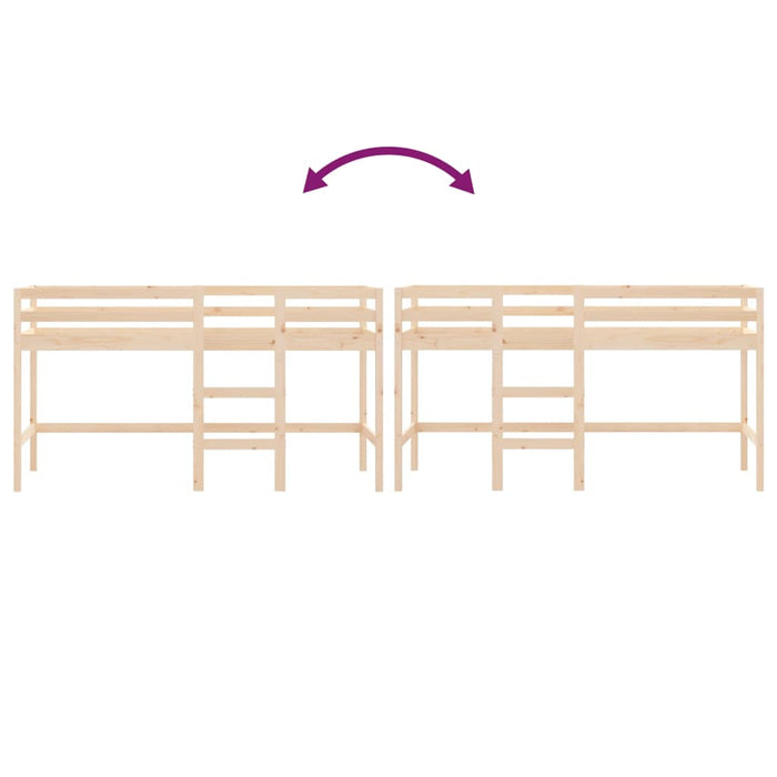 Letto Soppalco con Scala Bambini 90x200 cm Legno Massello Pino 835889