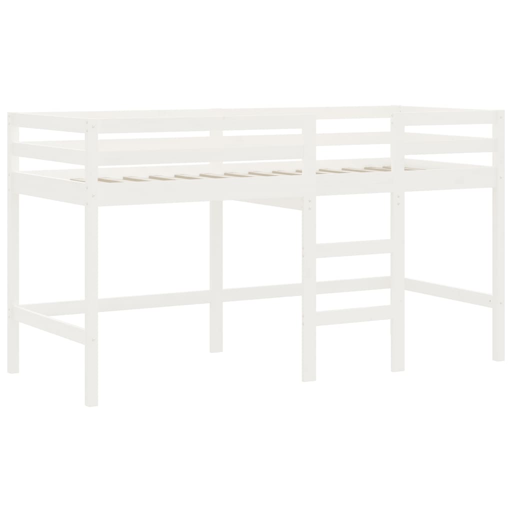 Letto Soppalco con Scala Bambini Bianco 90x200cm Massello Pino 835890