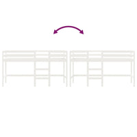 Letto Soppalco con Scala Bambini Bianco 90x200cm Massello Pino 835890