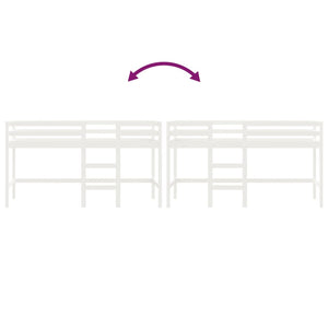 Letto Soppalco con Scala Bambini Bianco 90x200cm Massello Pino 835890