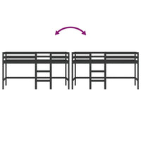 Letto Soppalco con Scala Bambini Nero 90x200cm Massello Pino 835891