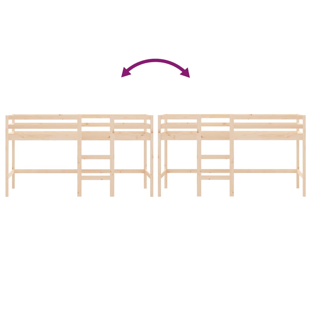 Letto Soppalco con Scala Bambini 90x190 cm Legno Massello Pino 835892