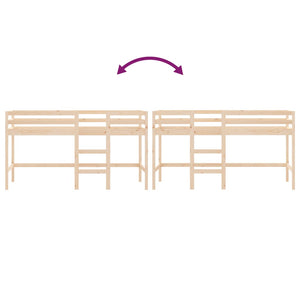 Letto Soppalco con Scala Bambini 90x190 cm Legno Massello Pino 835892