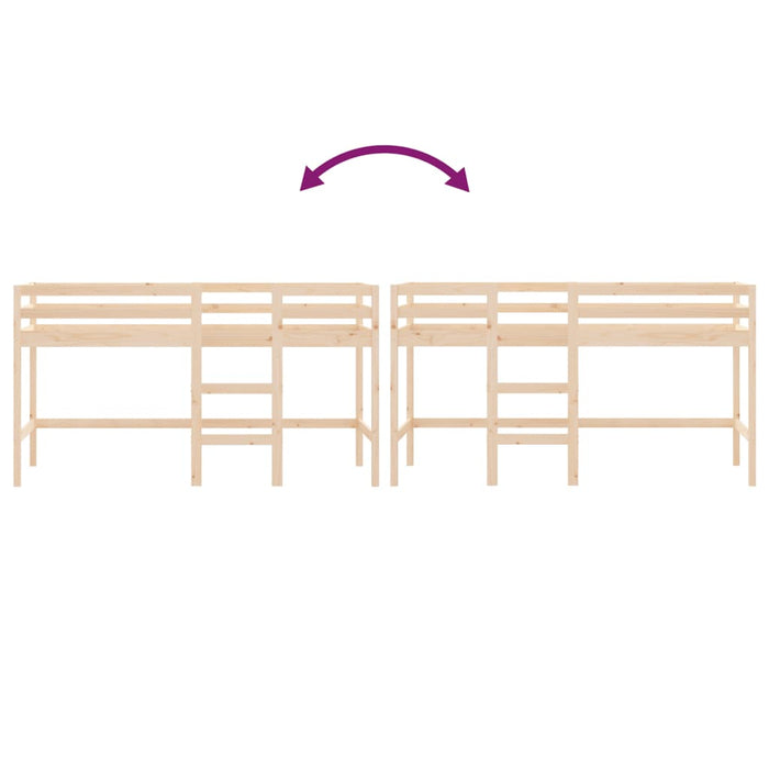 Letto Soppalco con Scala Bambini 90x190 cm Legno Massello Pino 835892