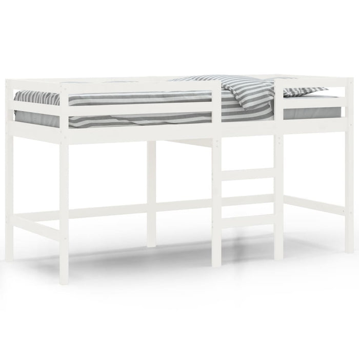 Letto Soppalco con Scala Bambini Bianco 90x190cm Massello Pino 835893