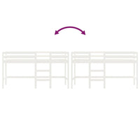 Letto Soppalco con Scala Bambini Bianco 90x190cm Massello Pino 835893