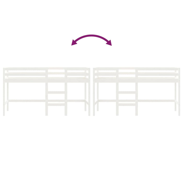 Letto Soppalco con Scala Bambini Bianco 90x190cm Massello Pino 835893