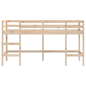 Letto Soppalco con Scala Bambini 80x200cm Massello Pino